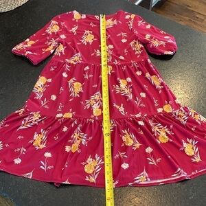 Ultra flirt ruffle tier dress boho prairie cottage burgundy baby doll dress sm